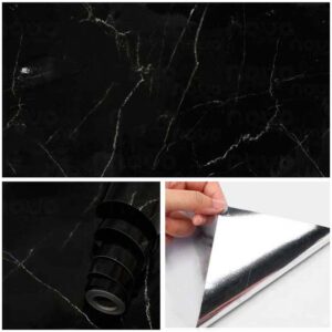 Papel Adhesivo De 60 Cm X 10 Mts Mármol Negro Brillante VA- 17475