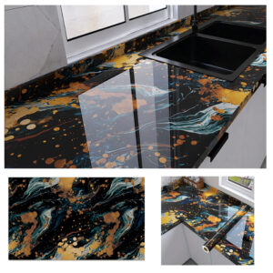Vinilo Adhesivo Para Pared Mármol Negro De 60 cm x 10 mts VAK-18671