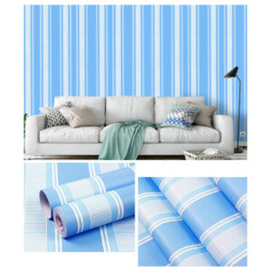 Vinilo Adhesivo Para Pared De 45 cm x 10 mts Azul Lineas VA-15318