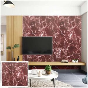 Papel Adhesivo 45cm X 10 Mts Mármol Vinotinto VA-16377 Mate