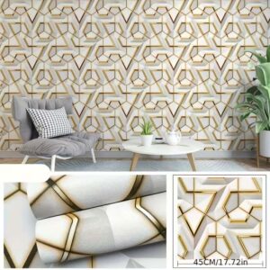 Papel Adhesivo 45 Cm X 10 Mts Blanco Geometrico VA-16804 Mate