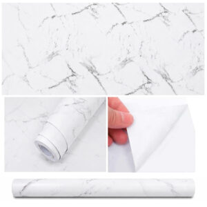 Papel Adhesivo 45 Cm X 10 Mts Mármol Blanco VA-16889 Mate