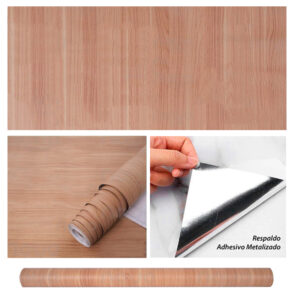 Papel Adhesivo De 60 X 10 Mts Brillante Madera VAK-18691