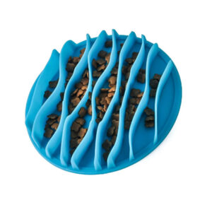 Plato Comedero Lento Para Perro Gato L Azul