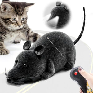 Raton De Juguete Para Mascotas  Con Control Remoto Negro