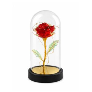 Rosa Eterna Decorativa Rojo Con Luz Pequeña