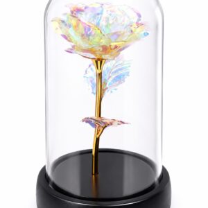 Rosa Eterna Decorativa Tornasol Con Luz Pequeña