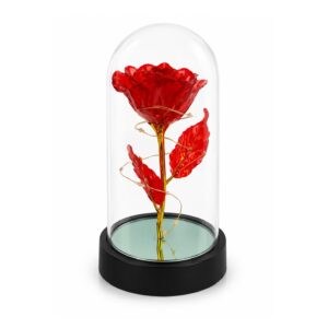 Rosa Eterna Con Luz Roja