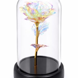 Rosa Eterna Decorativa Tornasol Con Luz Pequeña
