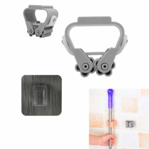 Soporte Para Escoba Secador Adhesivo Gris