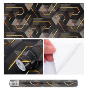 Papel Adhesivo 45 Cm x 10 Mts Negro Geometrico VA-18697