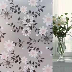 Papel Estilo Vitral Floral Negro 60 x 2 mts NP-61113