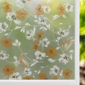 Papel Estilo Vitral Flores Naranja 60 x 2 mts NP-61107