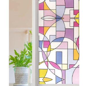 Vinilo Decorativo Estilo Vitral Geométrico Color De 90 cm x 2 mts