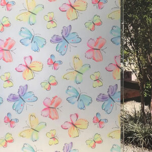 Vinilo Decorativo Estilo Vitral Mariposas Multicolor