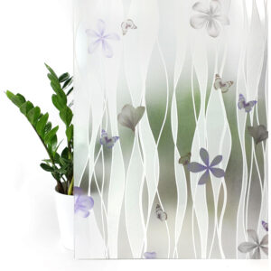 Vinilo Estilo Vitral Mariposas Lila 90 cm x 2 metros