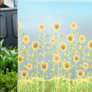 Vinilo Decorativo Estilo Vitral Girasoles 90 cm x 2 mts