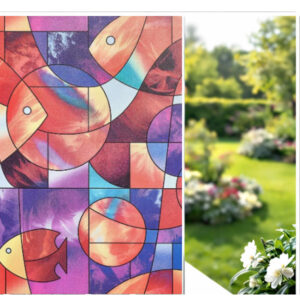 Vinilo Decorativo Estilo Vitral Peces 90 cm x 2 mts
